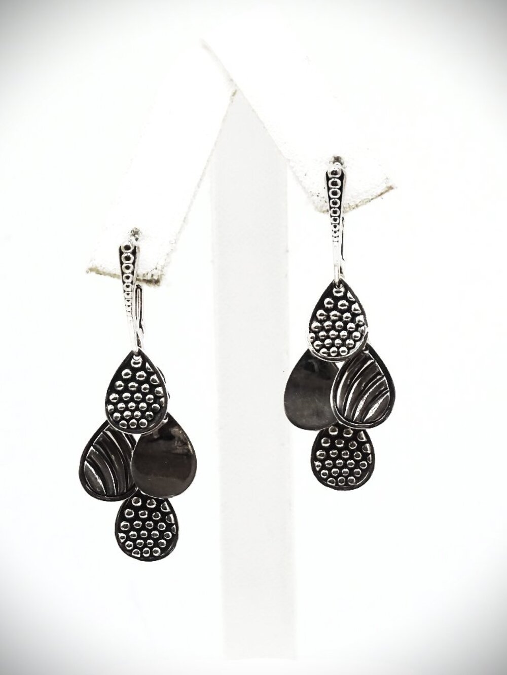 LAGOS Sterling Silver Caviar & Fluted Petals Chandelier Earrings